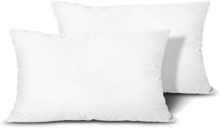 EDOW Throw Pillow Inserts, Set of 2 Lightweight Down Alternative Polyester Pillow, Couch Cushion, Sham Stuffer, Machine Washable. (White, 12x20) - Image 1