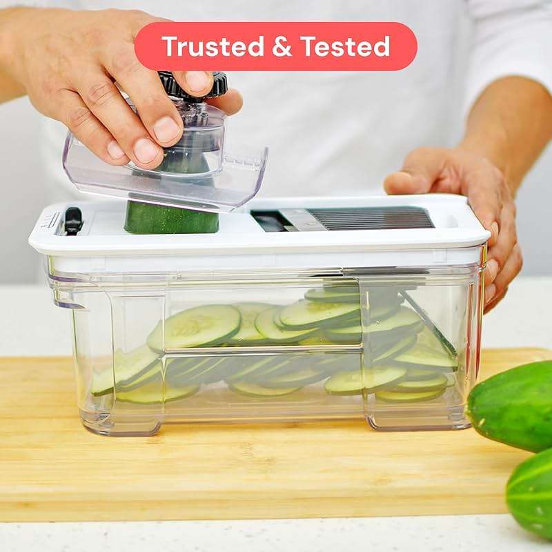 Fullstar XL Vegetable Chopper & Mandoline Slicer – Vegetable, Onion, Potato, Food, Veggie & Fruit Slicer, Dicer & Spiralizer with Pull-Out Catch Tray, Kitchen Gadgets & Gifts (6 in 1, Black/White) - Image 2