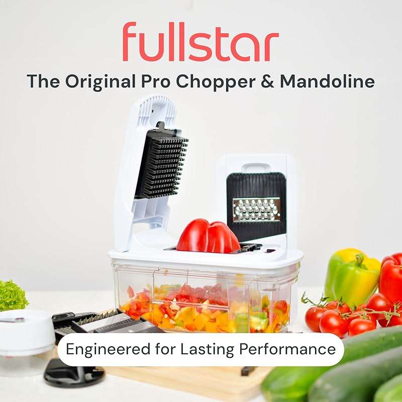 Fullstar XL Vegetable Chopper & Mandoline Slicer – Vegetable, Onion, Potato, Food, Veggie & Fruit Slicer, Dicer & Spiralizer with Pull-Out Catch Tray, Kitchen Gadgets & Gifts (6 in 1, Black/White) - Image 4