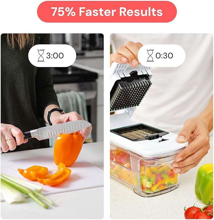 Fullstar XL Vegetable Chopper & Mandoline Slicer – Vegetable, Onion, Potato, Food, Veggie & Fruit Slicer, Dicer & Spiralizer with Pull-Out Catch Tray, Kitchen Gadgets & Gifts (6 in 1, Black/White) - Image 5