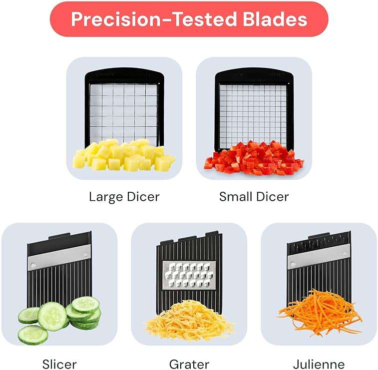 Fullstar XL Vegetable Chopper & Mandoline Slicer – Vegetable, Onion, Potato, Food, Veggie & Fruit Slicer, Dicer & Spiralizer with Pull-Out Catch Tray, Kitchen Gadgets & Gifts (6 in 1, Black/White) - Image 6