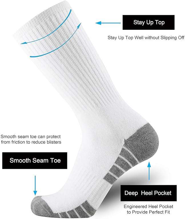 ONKE Athletic Work Socks for Men Women M/L/XL Sports Moisture Wicking Odor Control Heavyweight Full Cushion Crew - Image 3