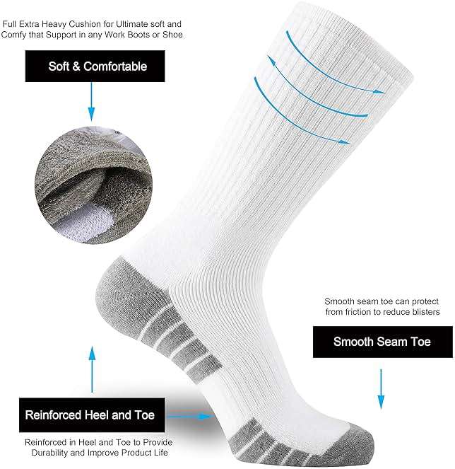 ONKE Athletic Work Socks for Men Women M/L/XL Sports Moisture Wicking Odor Control Heavyweight Full Cushion Crew - Image 5