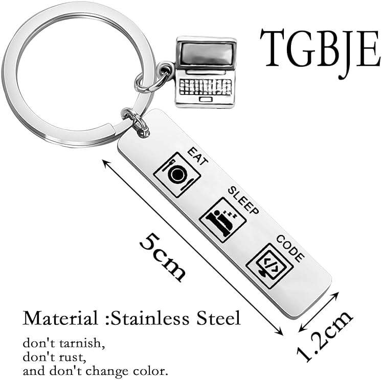 TGBJE Eat Sleep Code Keychain Gift for Programmer, Coder, and Software Engineer - Image 2