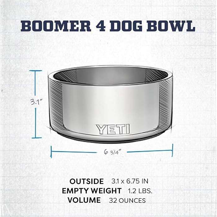YETI Boomer 4, Stainless Steel, Non-Slip Dog Bowl, Holds 32 Ounces - Image 5