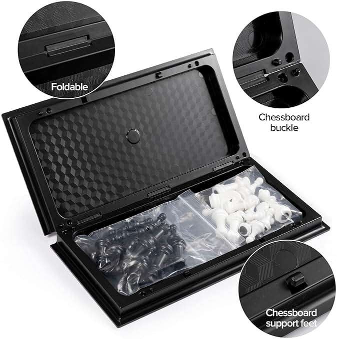 Chess Sets Travel Board Games: Magnetic Folding Chess Board with Instructions Teen Gifts Family Games Educational Toys for Kids and Adults 9.5 Inch - Image 4