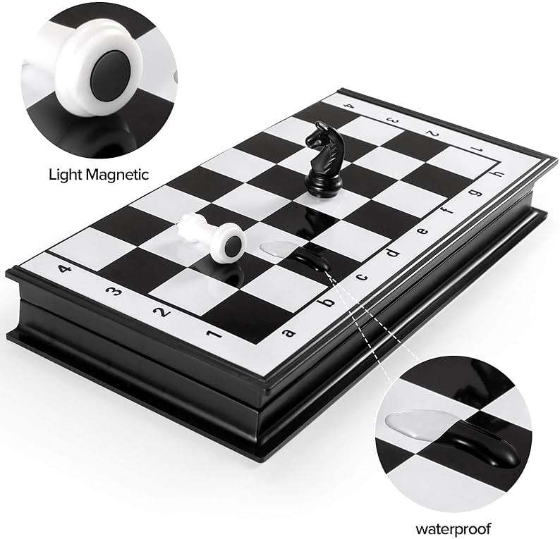 Chess Sets Travel Board Games: Magnetic Folding Chess Board with Instructions Teen Gifts Family Games Educational Toys for Kids and Adults 9.5 Inch - Image 5