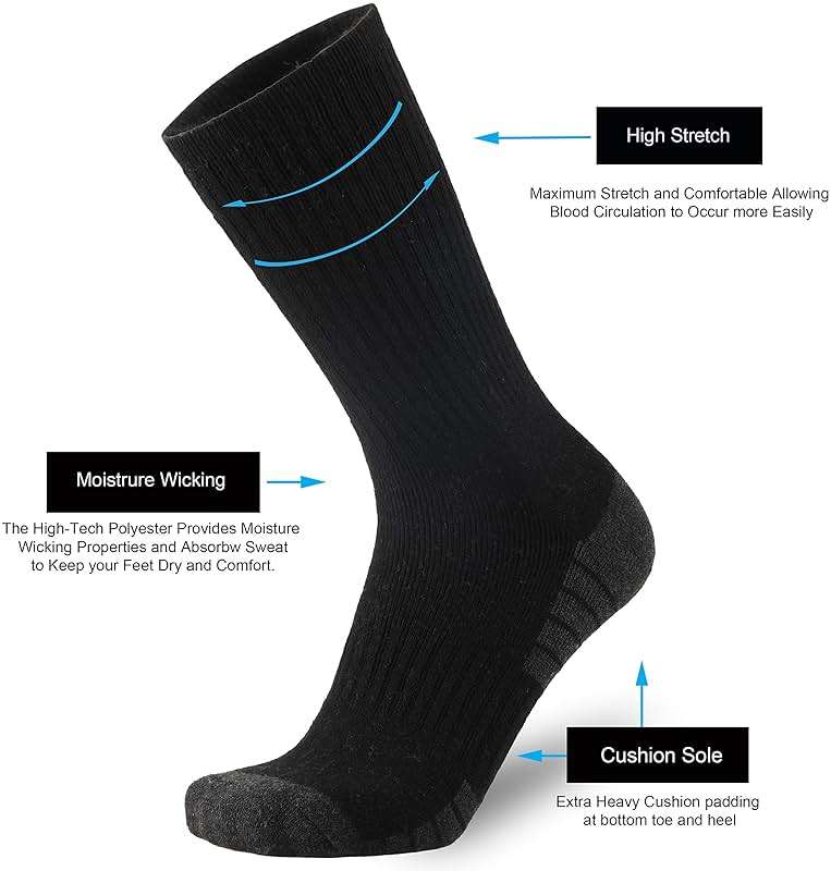 ONKE Athletic Work Socks for Men Women M/L/XL Sports Moisture Wicking Odor Control Heavyweight Full Cushion Crew - Image 4