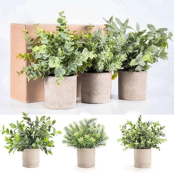 Der Rose 3 Pack Mini Potted Fake Plants Artificial Plastic Eucalyptus Plants Topiaries for Home Office Desk Farmhouse Shelf Room Bathroom Decor(Sage Green) - Image 9