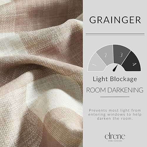 Elrene Home Fashions Farmhouse Living Grainger Buffalo-Check Blackout Window Curtain, Living Room and Bedroom Drape with Rod Pocket Tabs, 52" x 84", Linen, 1 Panel - Image 3