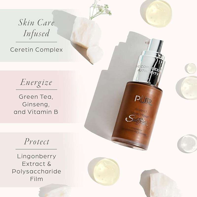 PÜR MINERALS 4-in-1 Love Your Selfie Foundation & Concealer - Longwear Medium-to-Full Coverage Liquid Makeup Foundation with Hydrating Blend for Refined-Looking, Natural Beauty Glow & Skin Texture - Image 4