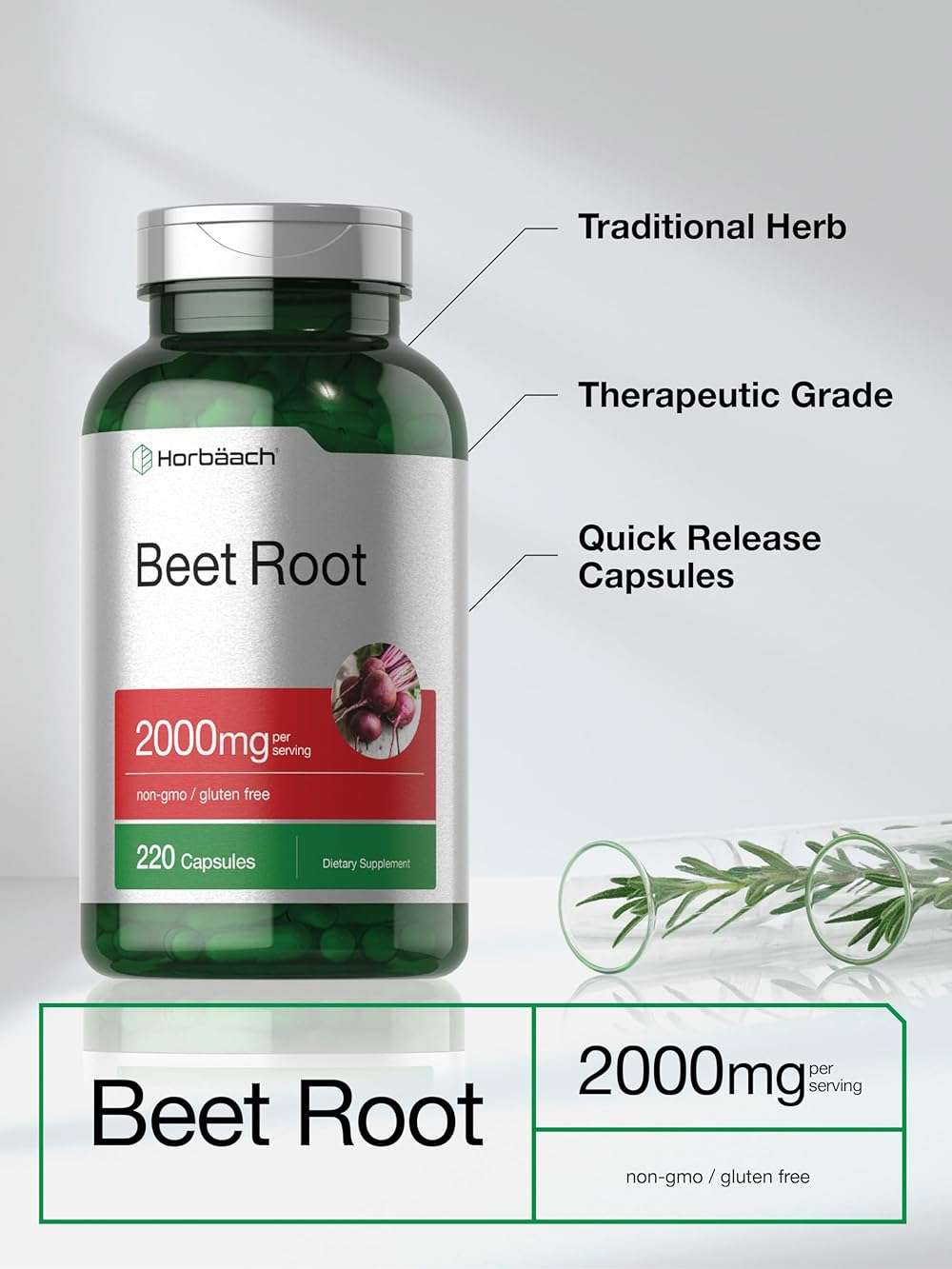 Horbäach Beet Root Powder Capsules | 220 Pills | Herbal Extract | Non-GMO, Gluten Free Supplement - Image 5