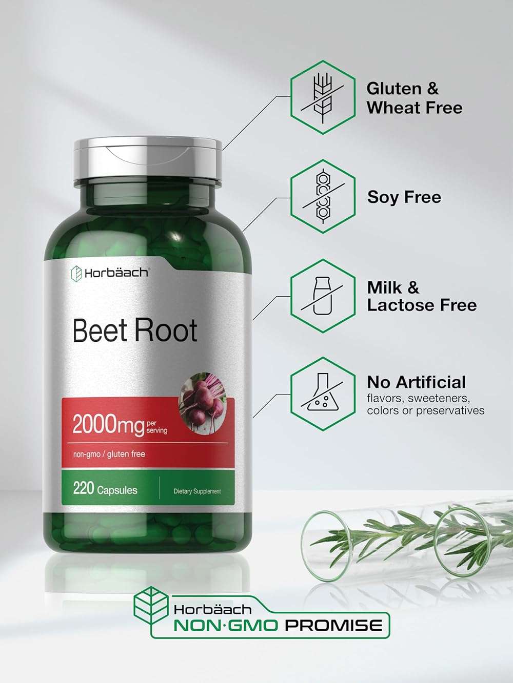 Horbäach Beet Root Powder Capsules | 220 Pills | Herbal Extract | Non-GMO, Gluten Free Supplement - Image 6