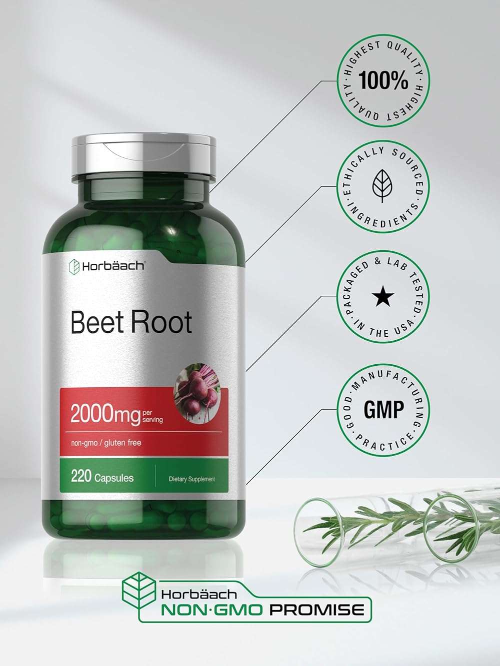Horbäach Beet Root Powder Capsules | 220 Pills | Herbal Extract | Non-GMO, Gluten Free Supplement - Image 7