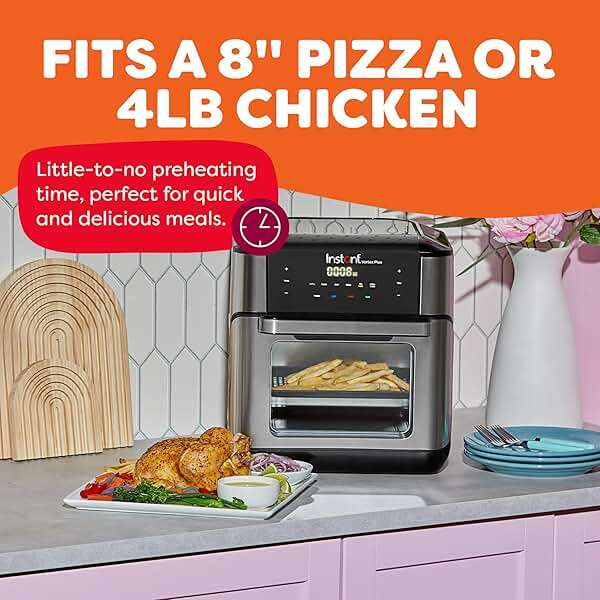 Instant Pot 10QT Air Fryer, 7-in-1 Functions with EvenCrisp Technology that Crisps, Broils, Bakes, Roasts, Dehydrates, Reheats & Rotisseries, Includes over 100 In-App Recipes, Stainless Steel - Image 5