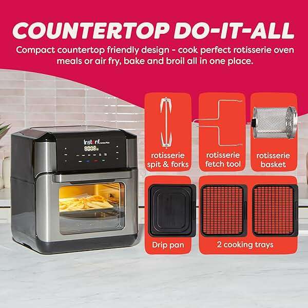 Instant Pot 10QT Air Fryer, 7-in-1 Functions with EvenCrisp Technology that Crisps, Broils, Bakes, Roasts, Dehydrates, Reheats & Rotisseries, Includes over 100 In-App Recipes, Stainless Steel - Image 6
