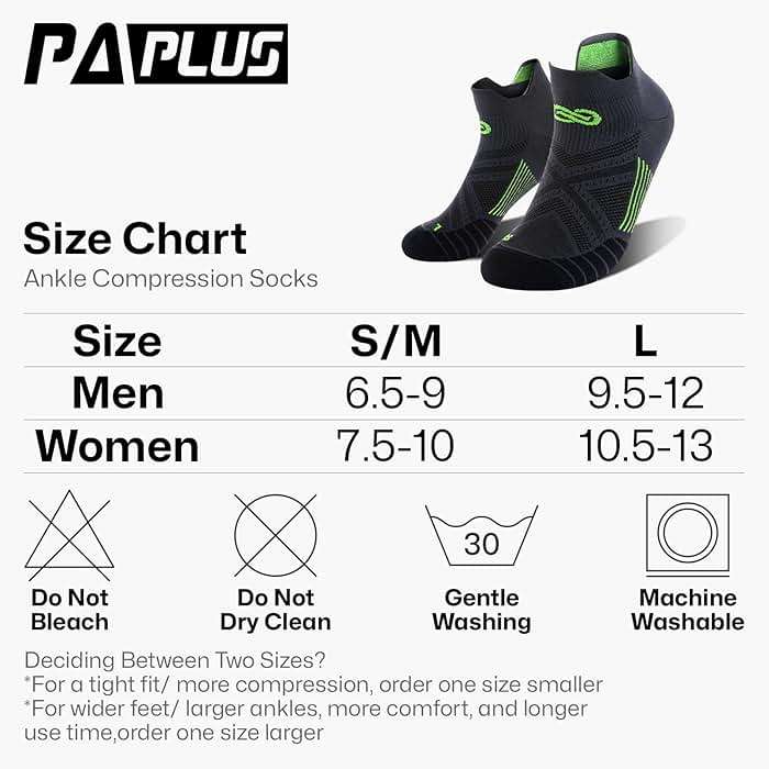 PAPLUS Compression Socks for Men & Women, 2/4/6 Pairs Ankle Running Socks with Arch Support, Ankle Support, Plantar Fasciitis - Image 2