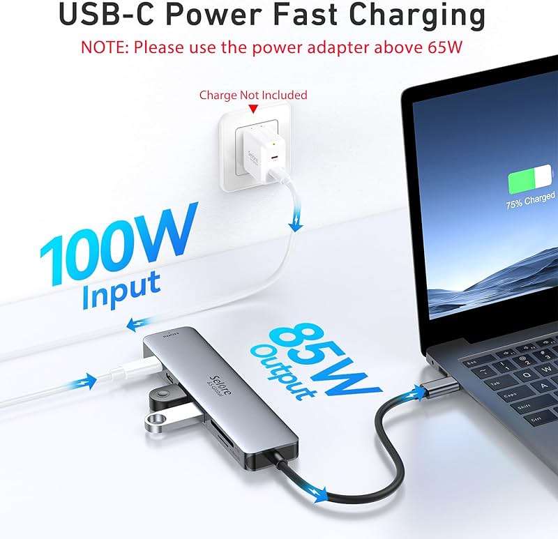 USB C Hub HDMI Adapter for MacBook Pro/Air, 7 in 1 USBC Dongle with HDMI, microSD/SD Card Reader, USB C Data Port,100W PD, and 2 USB 3.0 Compatible for MacBook Pro/Air, Dell XPS, Lenovo Thinkpad. - Image 4