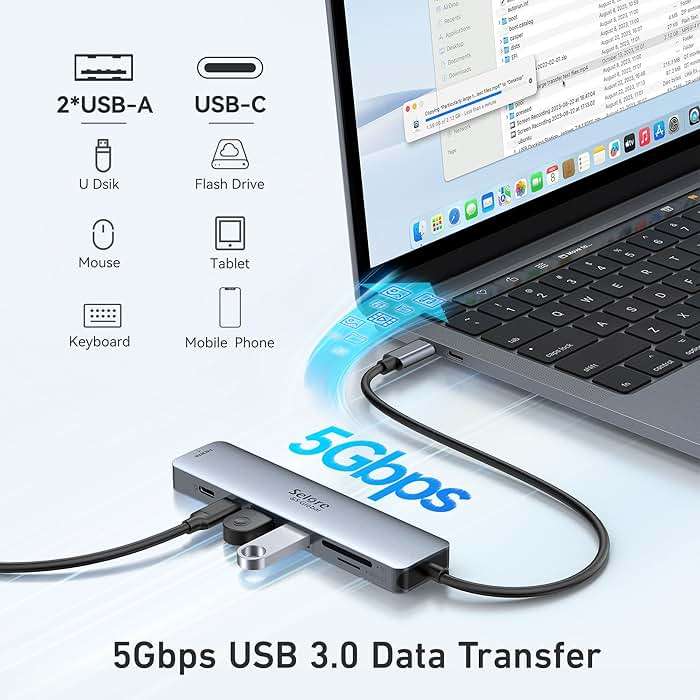 USB C Hub HDMI Adapter for MacBook Pro/Air, 7 in 1 USBC Dongle with HDMI, microSD/SD Card Reader, USB C Data Port,100W PD, and 2 USB 3.0 Compatible for MacBook Pro/Air, Dell XPS, Lenovo Thinkpad. - Image 5