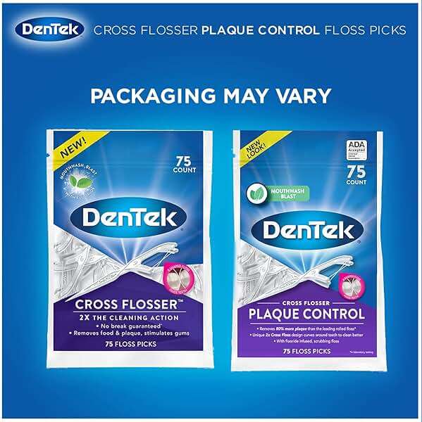 DenTek Cross Flosser Plaque Control Floss Picks, X-Shaped Floss, 75 Count, 3 Pack - Image 2