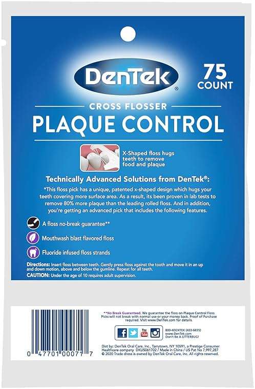 DenTek Cross Flosser Plaque Control Floss Picks, X-Shaped Floss, 75 Count, 3 Pack - Image 7