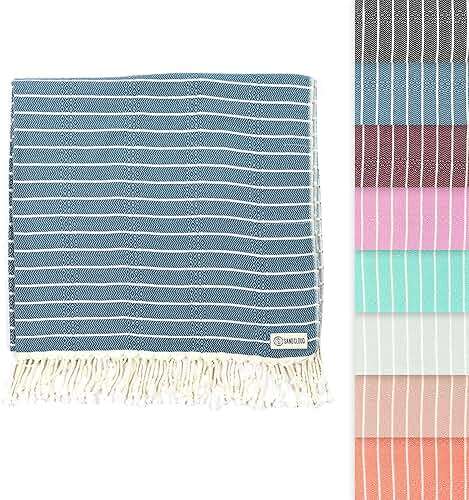Sand Cloud Turkish Beach Towel - Sand Resistant - 100% Certified Organic Turkish Towel - Quick Dry Towel for Beach, Picnic, Blanket or Bath Towel - As Seen on Shark Tank - Gocek (Denim) - Image 2