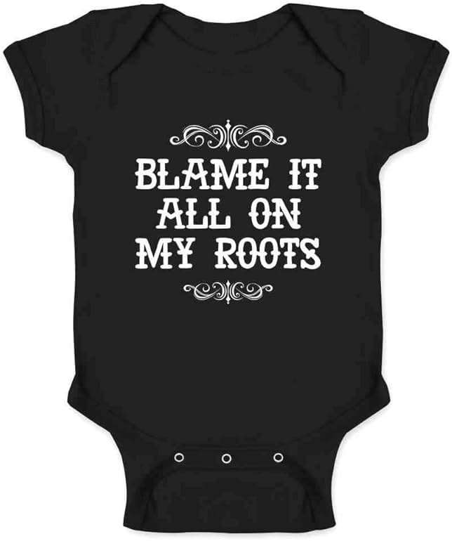 Pop Threads Blame It All On My Roots Country Music Cute Funny Western Infant Baby Boy Girl Bodysuit - Image 1