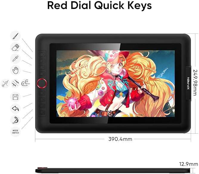 XPPen Drawing Tablet with Screen Full-Laminated Graphics Drawing Monitor Artist13.3 Pro Graphics Tablet with Adjustable Stand and 8 Shortcut Keys (8192 Levels Pen Pressure, 123% sRGB) - Image 3