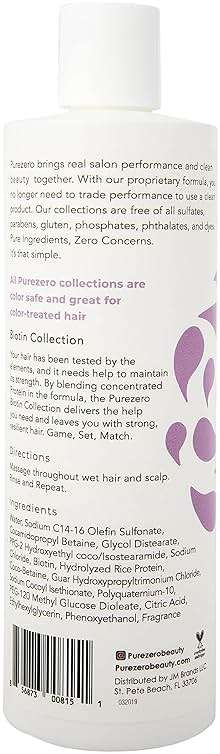 Purezero Biotin Shampoo & Conditioner Set - Anti Thinning Formula - Volumizing, Thicker, Fuller Hair - Zero Sulfates, Parabens, Dyes, Gluten - 100% Vegan & Cruelty Free (12 Fl Oz (Pack of 2)) - Image 8
