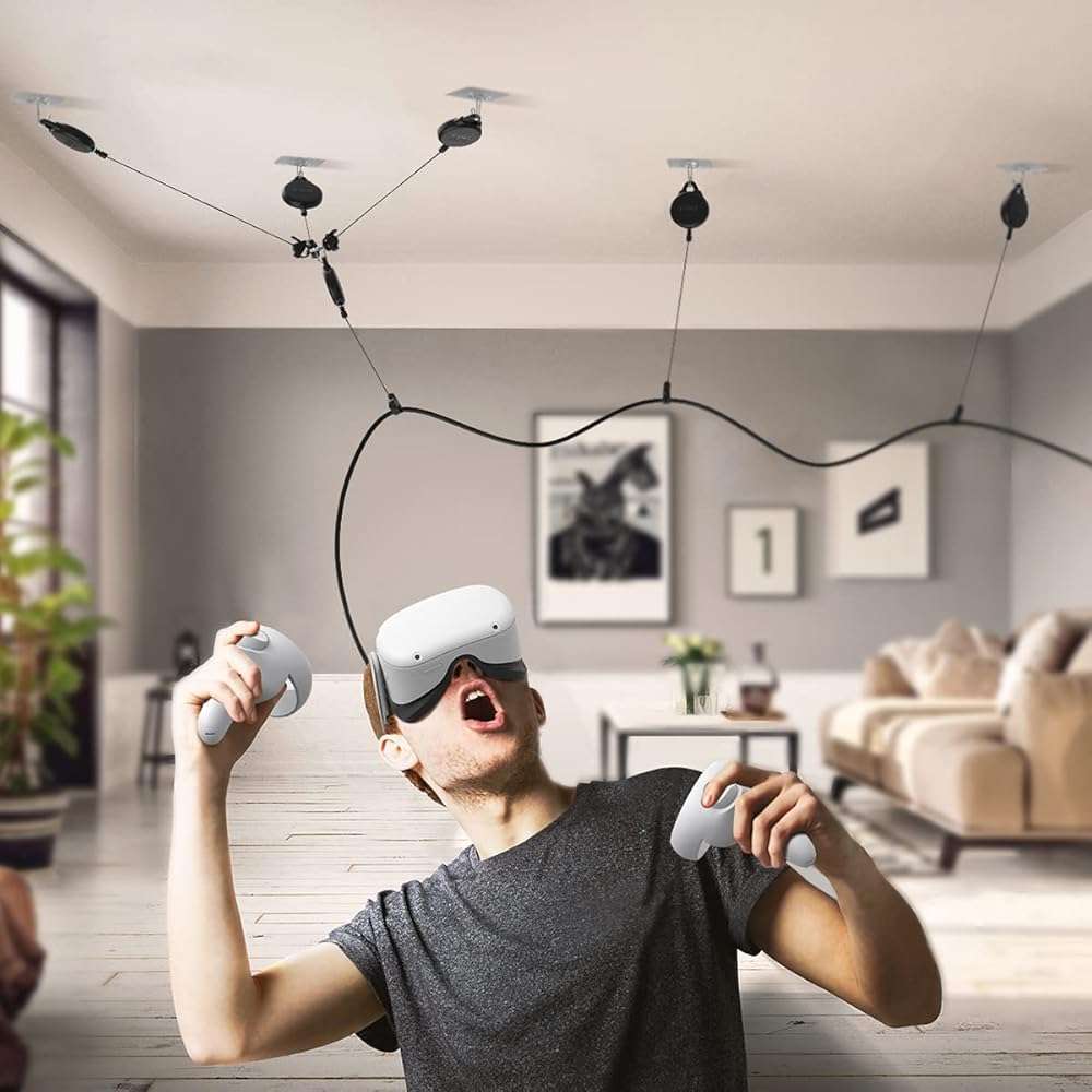 KIWI design VR Cable Management, 6 Packs VR Pulley System Compatible with Quest 3S/3/2/1/Pico/PSVR/PSVR2 - Image 5