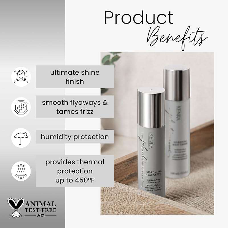 Kenra Platinum Silkening Heat Crème | Brilliant Shine Thermal Styler | Reduces Hot Tool Passes by 50% | Prevents Breakage & Improve Manageability | Heat Protectant | All Hair Types | 3.4 fl. Oz - Image 2