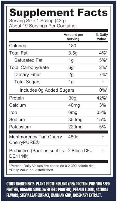 Vega Protein + Recovery, Peanut Butter – 30g Vegan Protein, Dairy & Gluten Free, Probiotics, NSF Certified, 28.8 oz (19 Servings) - Image 4