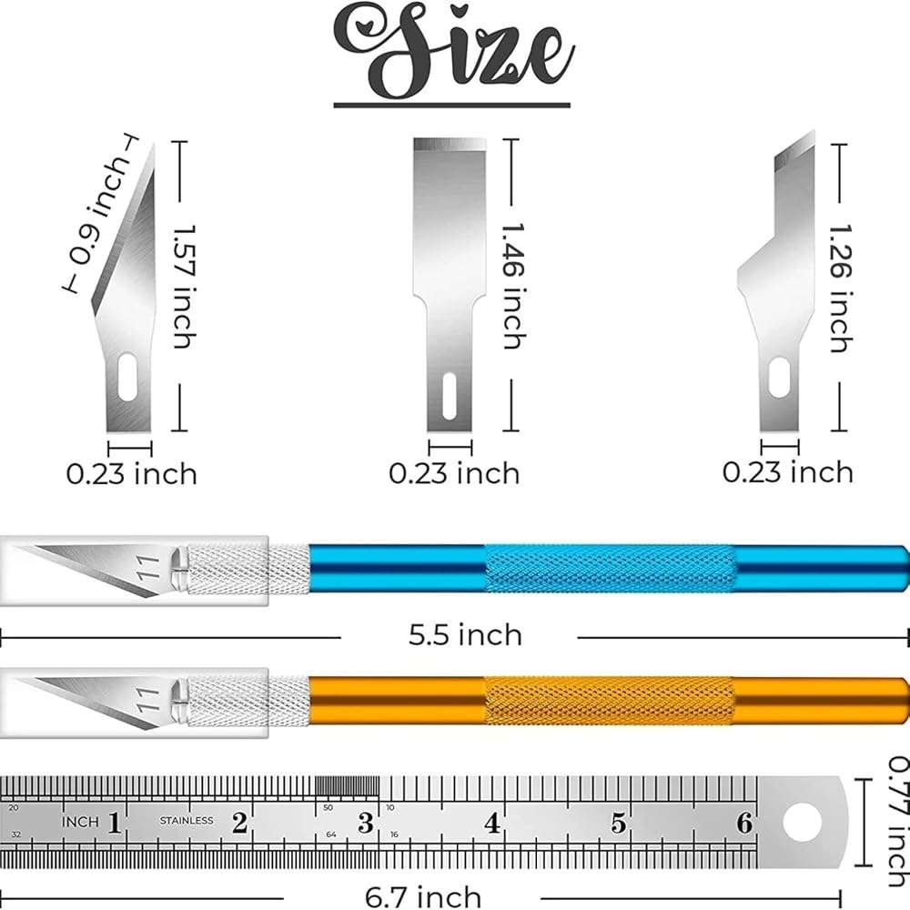 DIYSELF Exacto Knife, 2 Exacto Knives with 40 Spare Exacto Blades, Craft Knife, Hobby Knife, Precision Exacto Knife Set for Crafts, Arts, Modeling, Scrapbooking (#11#16#17), Wood Carving Tools - Image 2