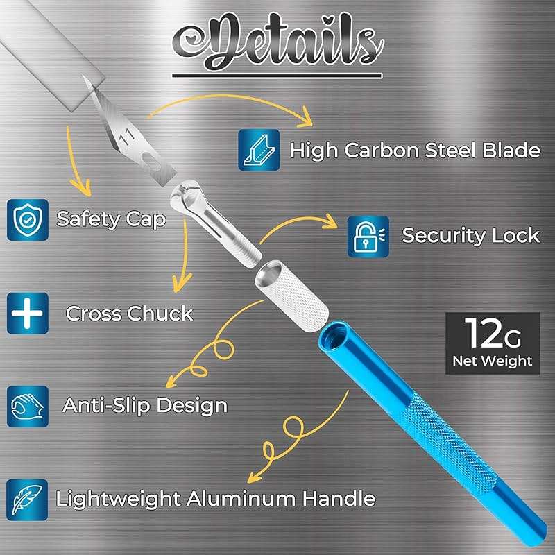 DIYSELF Exacto Knife, 2 Exacto Knives with 40 Spare Exacto Blades, Craft Knife, Hobby Knife, Precision Exacto Knife Set for Crafts, Arts, Modeling, Scrapbooking (#11#16#17), Wood Carving Tools - Image 3