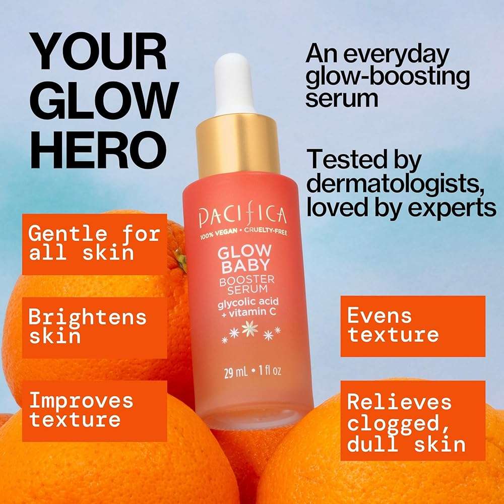 Pacifica Vitamin C Serum for Face – Glow Baby Brightening Facial Serum with Glycolic Acid – Vitamin C Booster Skin Care, Dark Spot Corrector, Vegan Skincare for Glowing Skin, Dermatologist Tested - Image 2