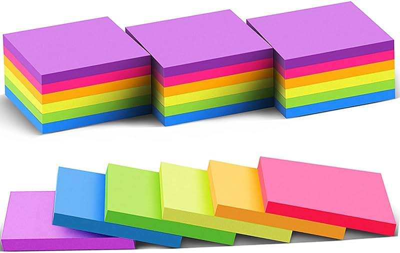 (24 Pack) Sticky Notes 3x3 in Post Bright Stickies Colorful Super Sticking Power Memo Pads, Strong Adhesive, 74 Sheets/pad - Image 1