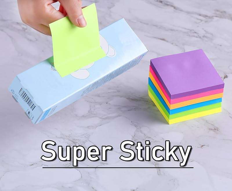 (24 Pack) Sticky Notes 3x3 in Post Bright Stickies Colorful Super Sticking Power Memo Pads, Strong Adhesive, 74 Sheets/pad - Image 5
