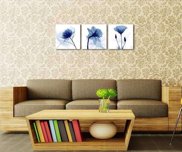 Wieco Art Blue Abstract Flowers 3 Panels Giclee Canvas Prints Wall Art Modern Pictures Artwork for Living Room Bedroom and Home Decorations - Image 9