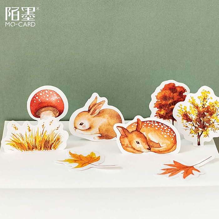 Small Scrapbooks Laptop Stickers, Doraking 46PCS Boxed Cute Autumn Style Stickers for Laptop, Scrapbooking, Suitcase (Autumn Forest, 46PCS/Box) - Image 3