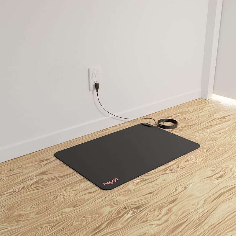 hooga Grounding Mat for Feet, Desk & Floor | Sleep, Stress Relief & Muscle Relaxation | 24"x16" Conductive Carbon Pad | 15 Ft Cord | Non-Slip Rubber Backing | Indoor Grounding Mat - Image 2