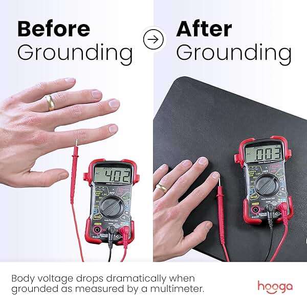 hooga Grounding Mat for Feet, Desk & Floor | Sleep, Stress Relief & Muscle Relaxation | 24"x16" Conductive Carbon Pad | 15 Ft Cord | Non-Slip Rubber Backing | Indoor Grounding Mat - Image 5