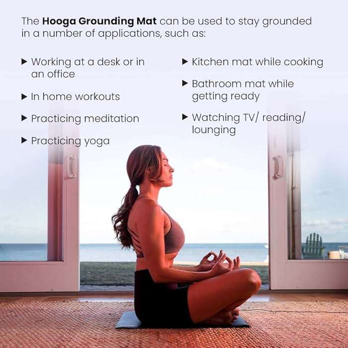 hooga Grounding Mat for Feet, Desk & Floor | Sleep, Stress Relief & Muscle Relaxation | 24"x16" Conductive Carbon Pad | 15 Ft Cord | Non-Slip Rubber Backing | Indoor Grounding Mat - Image 6