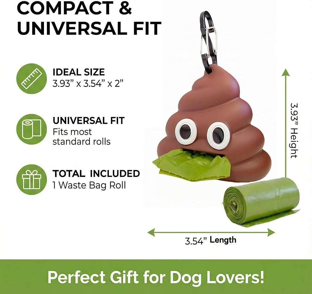 LZSOMPK Dog Poop Bag Holder for Leash, Cute Poop Shape Design, Sturdy Dispenser Includes 1 Roll 15 Waste Bags - Image 2