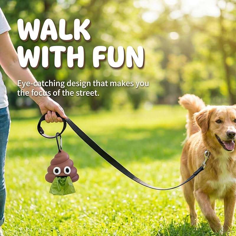 LZSOMPK Dog Poop Bag Holder for Leash, Cute Poop Shape Design, Sturdy Dispenser Includes 1 Roll 15 Waste Bags - Image 3