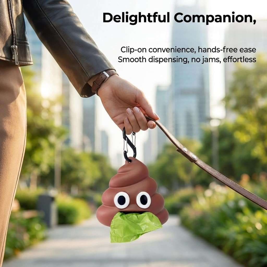 LZSOMPK Dog Poop Bag Holder for Leash, Cute Poop Shape Design, Sturdy Dispenser Includes 1 Roll 15 Waste Bags - Image 6