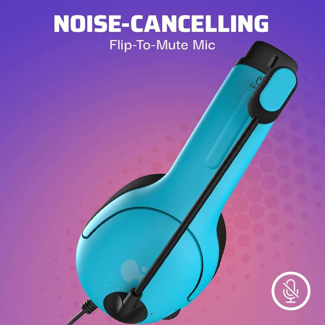 PDP Gaming LVL40 Airlite Stereo Headset for Nintendo Switch/Lite/OLED - Wired Power Noise Cancelling Microphone, Lightweight Soft Comfort On Ear Headphones (Mario Neon - Red & Blue) - Image 3