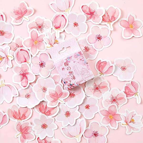 45PCS Small Scrapbooks Laptop Stickers, Doraking Boxed Flowers Monogatari Stickers for Laptop, Scrapbooking, Suitcase, Wallet - Image 1