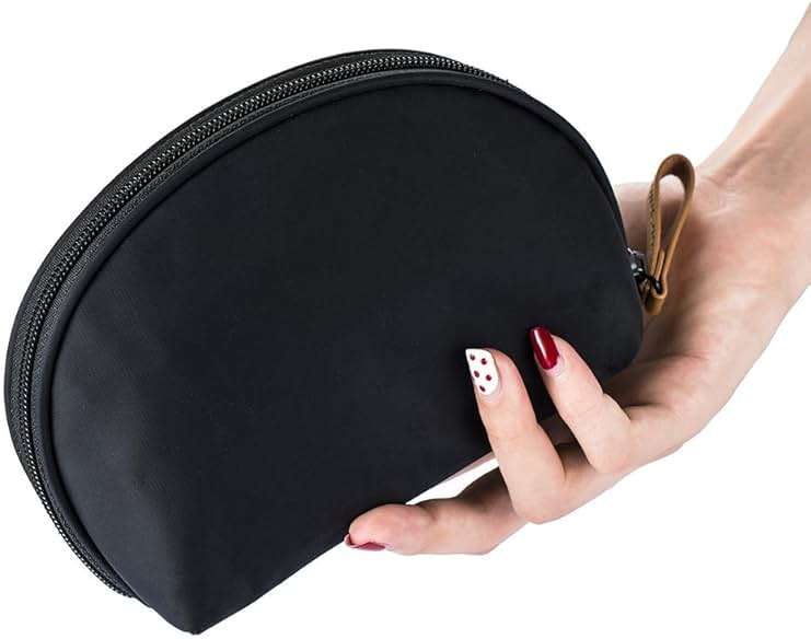 Hekyip Half Moon Cosmetic Bag, Travel Makeup Pouch, Portable Waterproof Cosmetic Pouch for Girls Women, Small (INNER RED) - Image 3
