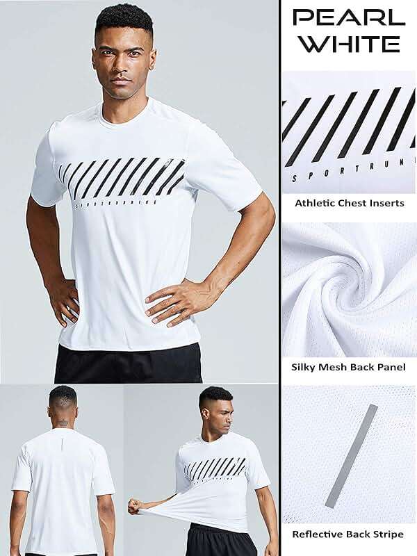 5 Pack Men’s Active Quick Dry Crew Neck T Shirts | Athletic Running Gym Workout Short Sleeve Tee Tops Bulk - Image 2