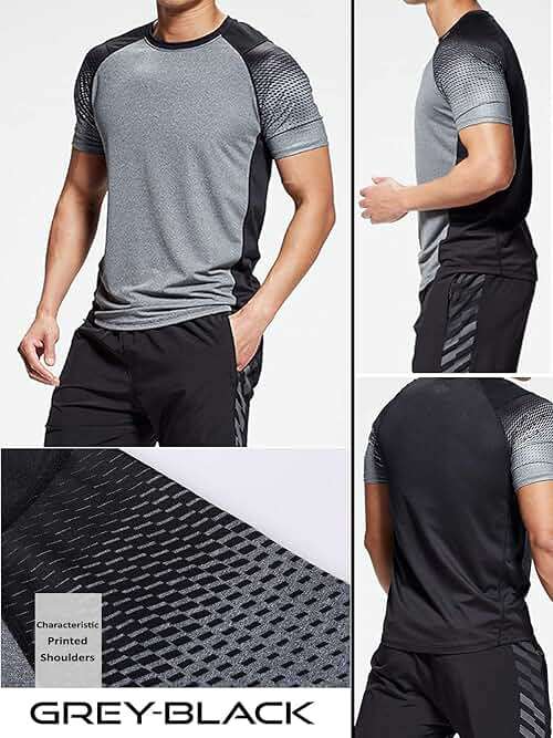 5 Pack Men’s Active Quick Dry Crew Neck T Shirts | Athletic Running Gym Workout Short Sleeve Tee Tops Bulk - Image 3